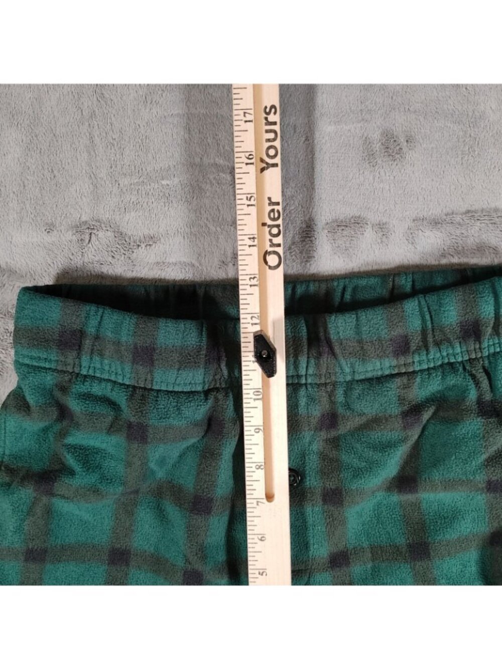 Royal Class Mens Green and Black Plaid Fleece Pajama Sleep Pants (Small) *Flaw* - Picture 9 of 11